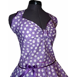 50er Petticoatkleid lila tanzende weie Punkte Band violett