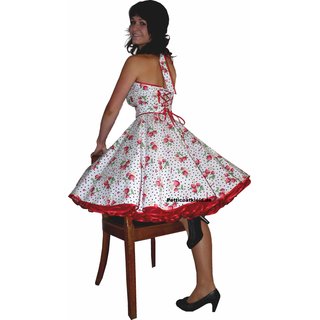 50er Jahre Erdbeerkleid zum Petticoat wei mit schwarzen Punkten