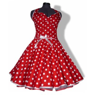 Punkte Petticoat Kleid 2 rot Tupfen wei 20mm
