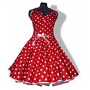 Punkte Petticoat Kleid 2 rot Tupfen wei 20mm