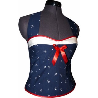 Kleid zum Petticoat Marine Sailor blau Anker wei rot