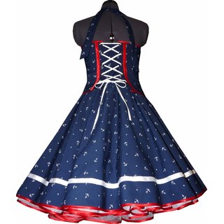 Kleid zum Petticoat Marine Sailor blau Anker wei rot