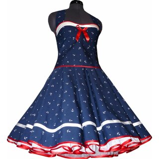 Kleid zum Petticoat Marine Sailor blau Anker wei rot 42