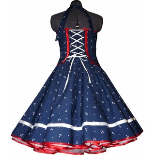 Kleid zum Petticoat Marine Sailor blau Anker wei rot 42