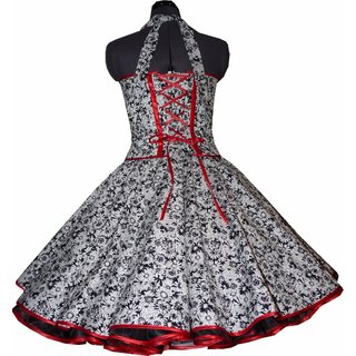50er Jahre Kleid zum Petticoat schwarz weie Blumen zur Jugendweihe