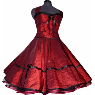 Taftkleid zum Petticoat Korsage bordeaux 50er Jahre Stil