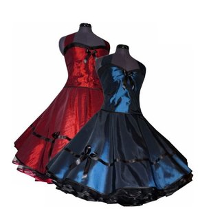 Taftkleid zum Petticoat Korsage bordeaux 50er Jahre Stil