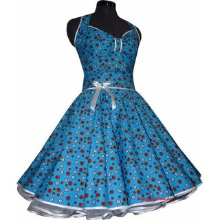 Kleid zum Petticoat trkis mit kleinen weien Blmchen Gr 36