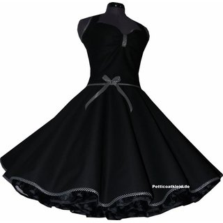 Rockabilly Kleid schwarz Petticoat Band schwarz weie Punkte