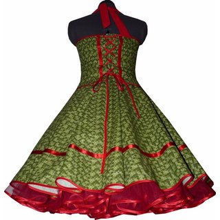 Korsagen Petticoat Kleid gn rot Unikat 36