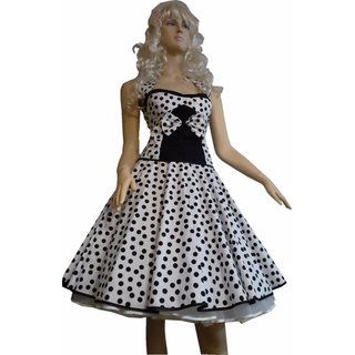 Petticoat Kleid 50th Korsagen wei schwarze Punkte wirbelnd