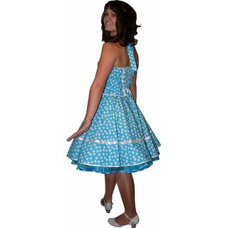 Petticoat Kleid 50th Korsagen trkis weie Punkte wirbelnd