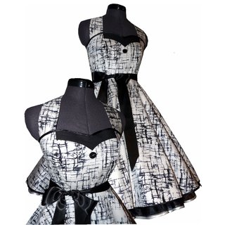 Tanzkleid 50er Jahre zum Petticoat wei schwarze Streifen 34-44