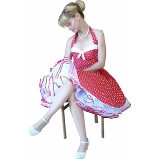 50er Korsagen Petticoat Kleid rot kleine weie Punkte 40