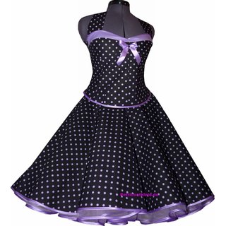 50er Punkte Kleid zum Petticoat schwarz flieder Punkte flieder Bnder