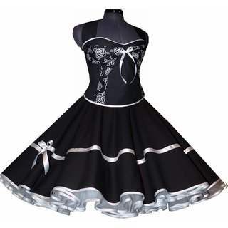 Korsagen Petticoat Kleid schwarz Dekoltee weie Rosen 34