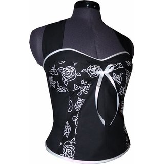 Korsagen Petticoat Kleid schwarz Dekoltee weie Rosen 34