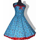 Tanzkleid der 50er zum Petticoat trkis blau kleine rote...
