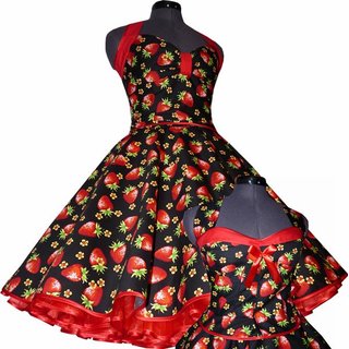 Kleid Rockabilly schwarz groe rote Erdbeeren