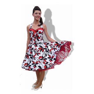 Retro Tanzkleid schwarz rote Blumen zum 50er Petticoat