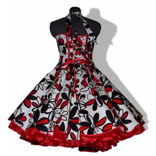 Retro Tanzkleid schwarz rote Blumen zum 50er Petticoat