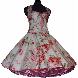 Romantisches Blumenkleid zum Petticoat wei rosa Blten