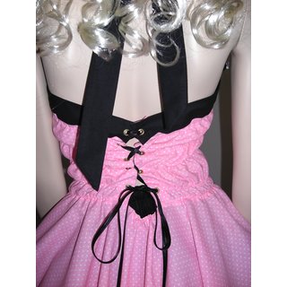 Einteiler-Kleid Rockabilly rose-weie kleine Punkte