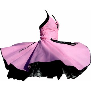Einteiler-Kleid Rockabilly rose-weie kleine Punkte