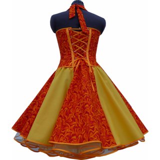 Tanzkleid mit Petticoat gelb orange geflammt M2 mit Petticoat