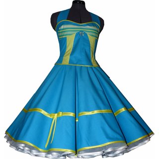 50er Jahre Kleid zum Petticoat trkis mit grn gelben Akzenten g