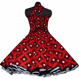50er Kleid zum Petticoat weie Punkte schwarze Blumen