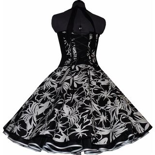 Festliches schwarzes Blumenkleid zum Petticoat 50er Jahre