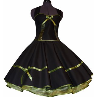 50er Kleid schwarz zum Petticoat glnzende grne Rosen