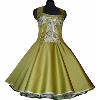 Festliches grn olive Petticoatkleid 50er Jahre  zum Petticoat Fliederblten