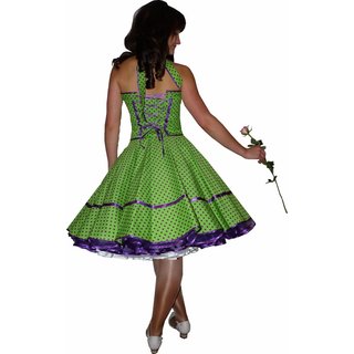 50er Kleid zum Petticoat grn Punkte lila violett