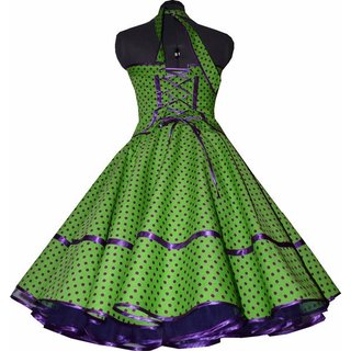 50er Kleid zum Petticoat grn Punkte lila violett