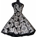 Romantisches Rosenkleid schwarz anthrazit zum Petticoat