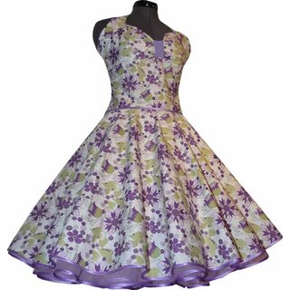 50er Kleid mit Petticoat wei Blumen lila violet Tanzkleid  Jugendweihe Party 40