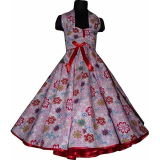 Reizendes Kinderpetticoatkleid rosa lila Retroblumen M2