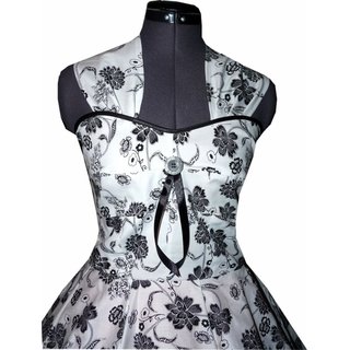 Korsagenkleid zum Petticoat wei schwarze Paysleyblumen