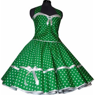 50er Kleid Punkte Petticoat saftgrn weie Akzente