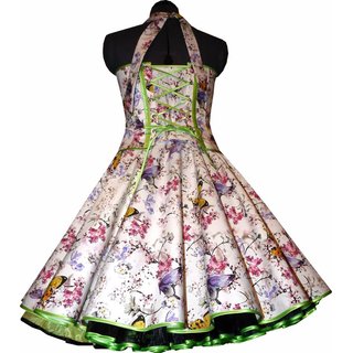 Romantisches Kleid zum Petticoat wei mit reizvollen bunten Schmetterlingen