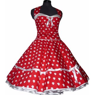 50er Kleid Korsagen Petticoat Kleid rot Herzen  wei