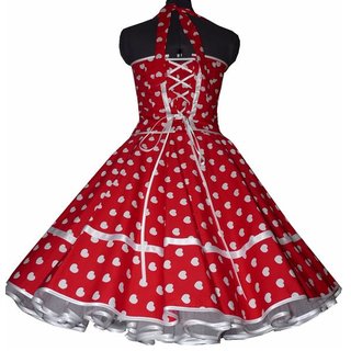 50er Kleid Korsagen Petticoat Kleid rot Herzen  wei