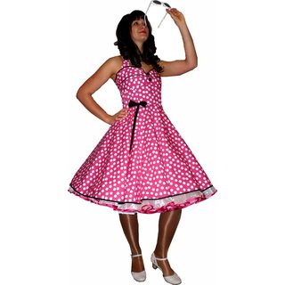 Petticoatkleid 50er Jahre Rockabilly pink wei schwarz 44