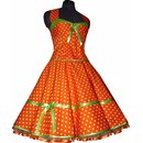 50er Tanzkleid zum Petticoat orange weie Punkte Band...