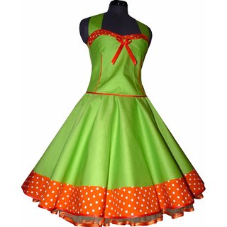50er Jahre Kleid zum Petticoat apfelgrn orange Punkte